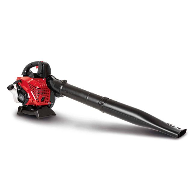 Scheppach petrol leaf blower with black tube and red casing.